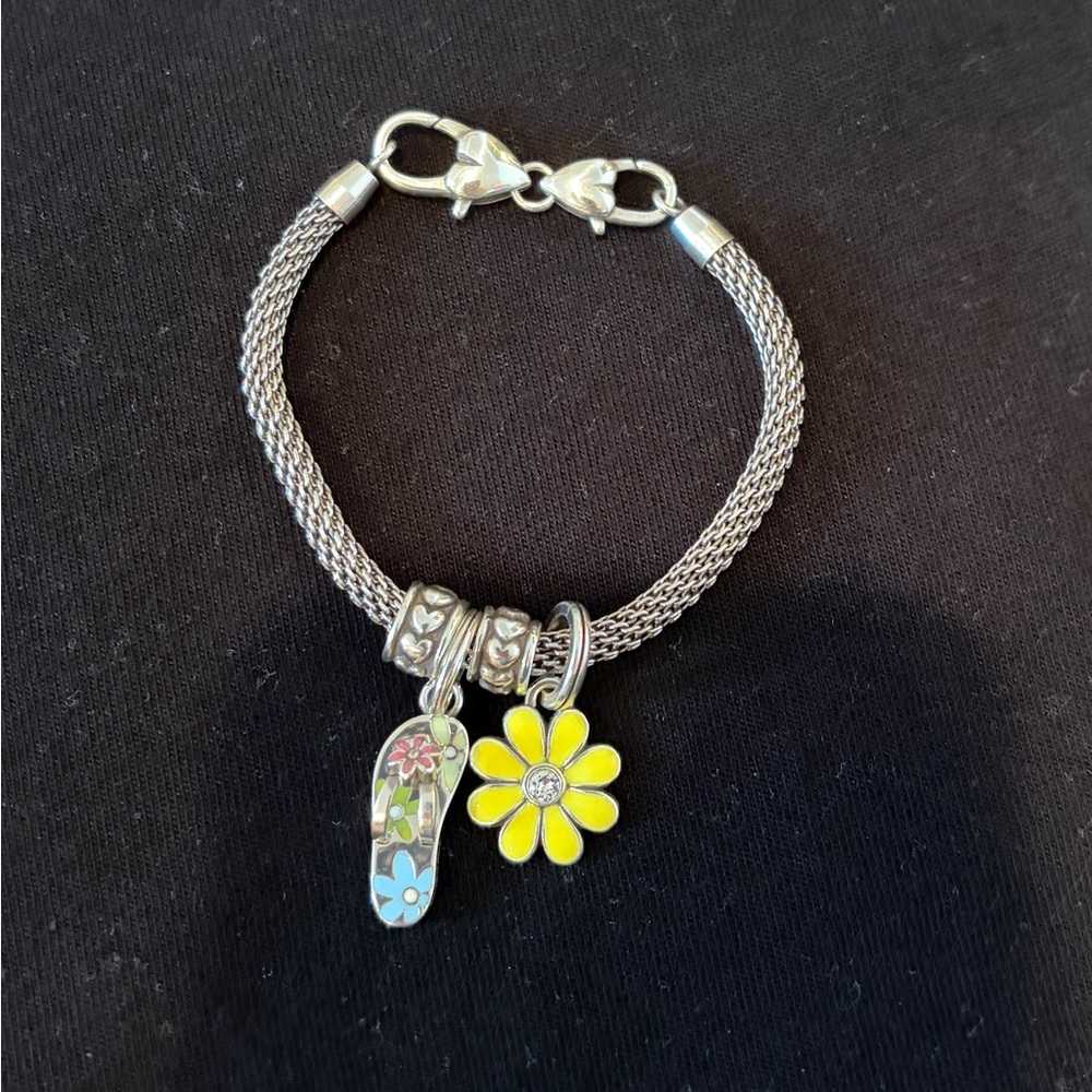 Brighton Silver Bracelet with Yellow and Blue Charms